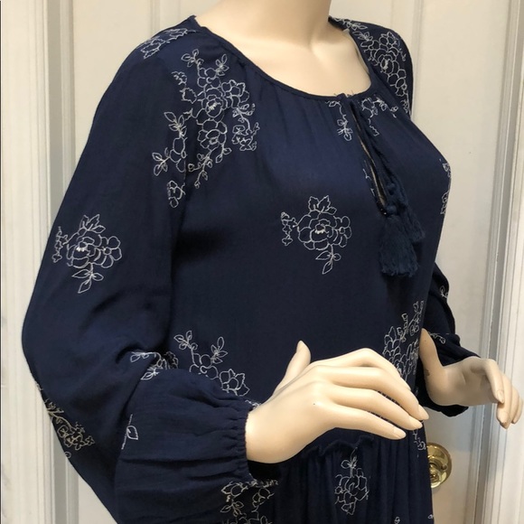 NAVY WHITE BOHO STYLE DRESS - Picture 5 of 9